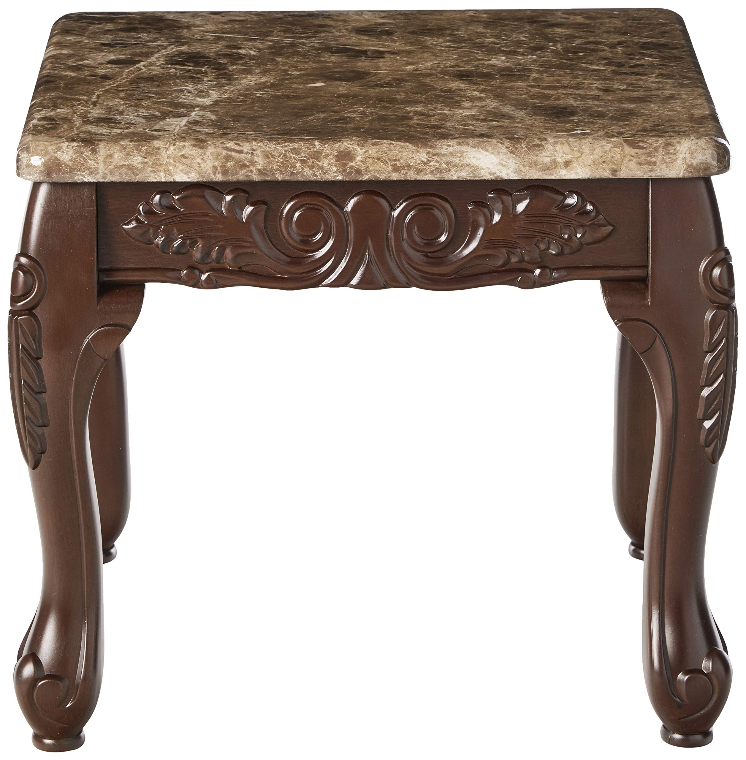 【Furniture】3-Piece Traditional Faux Marble Top Accent Tables Set, Dark Oak
