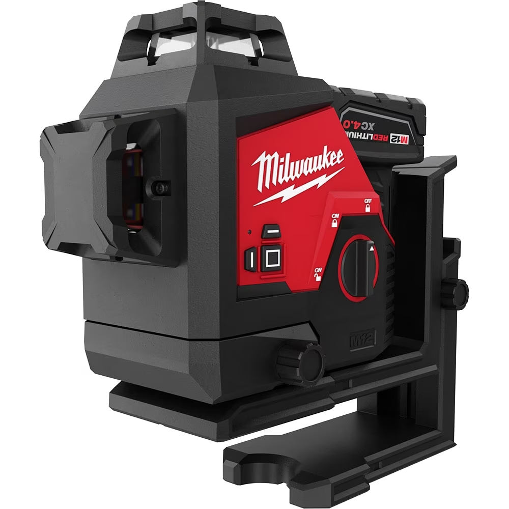 Milwaukee M12 12-Volt Lithium-Ion Cordless Green 250 ft. 3-Plane Laser Level Kit with One 4.0 Ah Battery, Charger and Case