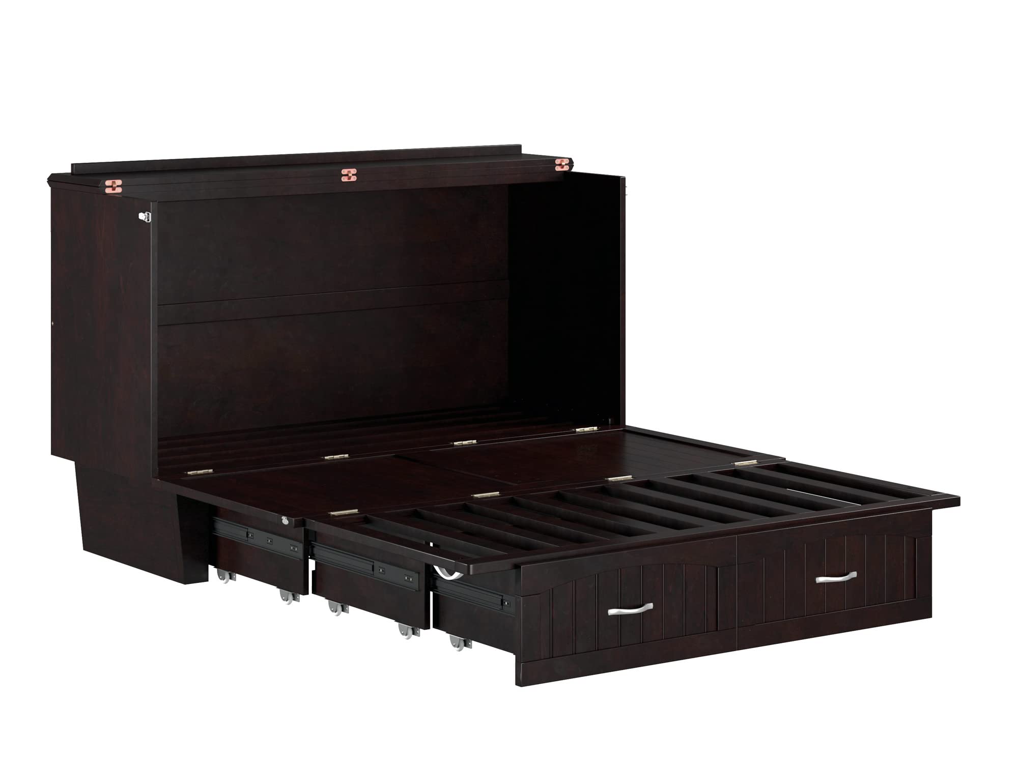 【Furniture】Atlantic Furniture Nantucket Murphy Bed Chest with Charging Station & Mattress, Queen, Espresso