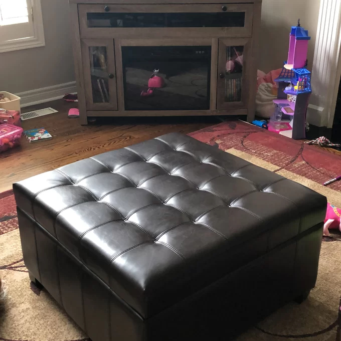 【Furniture】Francisville Vegan Leather Ottoman