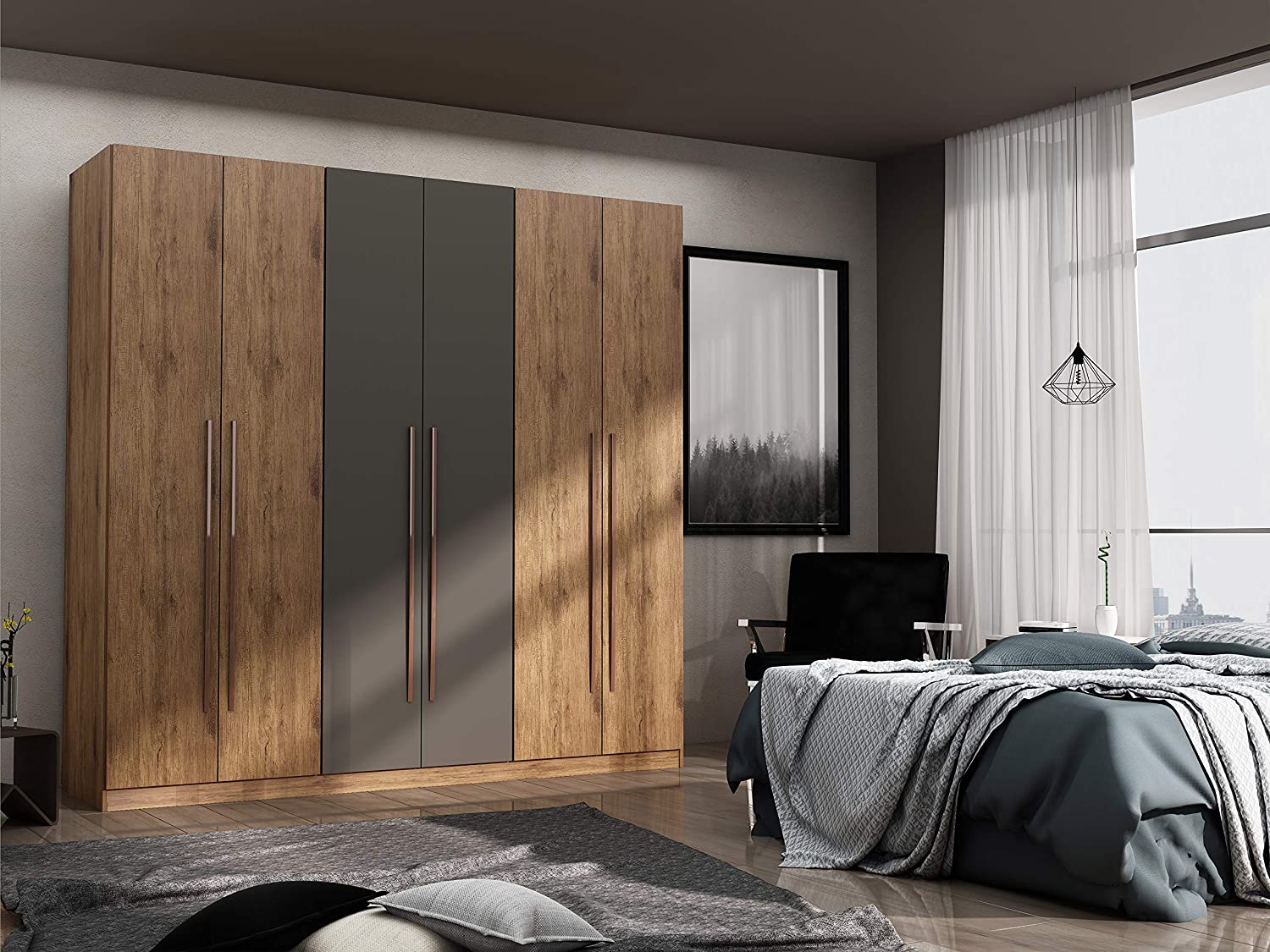 【Furniture】Gramercy Contemporary Modern Freestanding Wardrobe Armoire Closet, 82.48