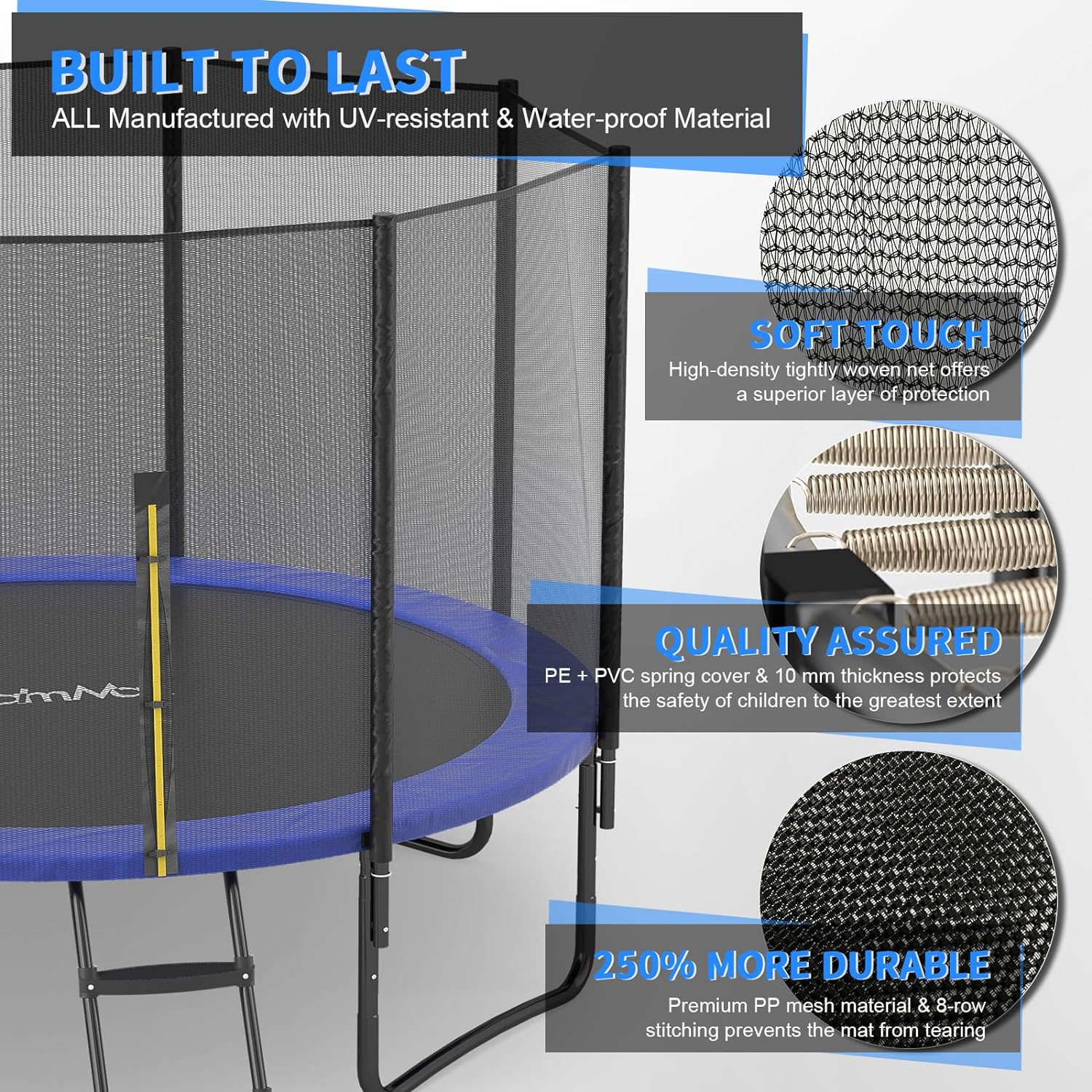 CalmMax Trampoline 12FT 14FT 15FT 16FT Jump Recreational Trampolines with Enclosure Net - ASTM Approved- Combo Bounce Outdoor Trampoline for Kids Family Happy Time