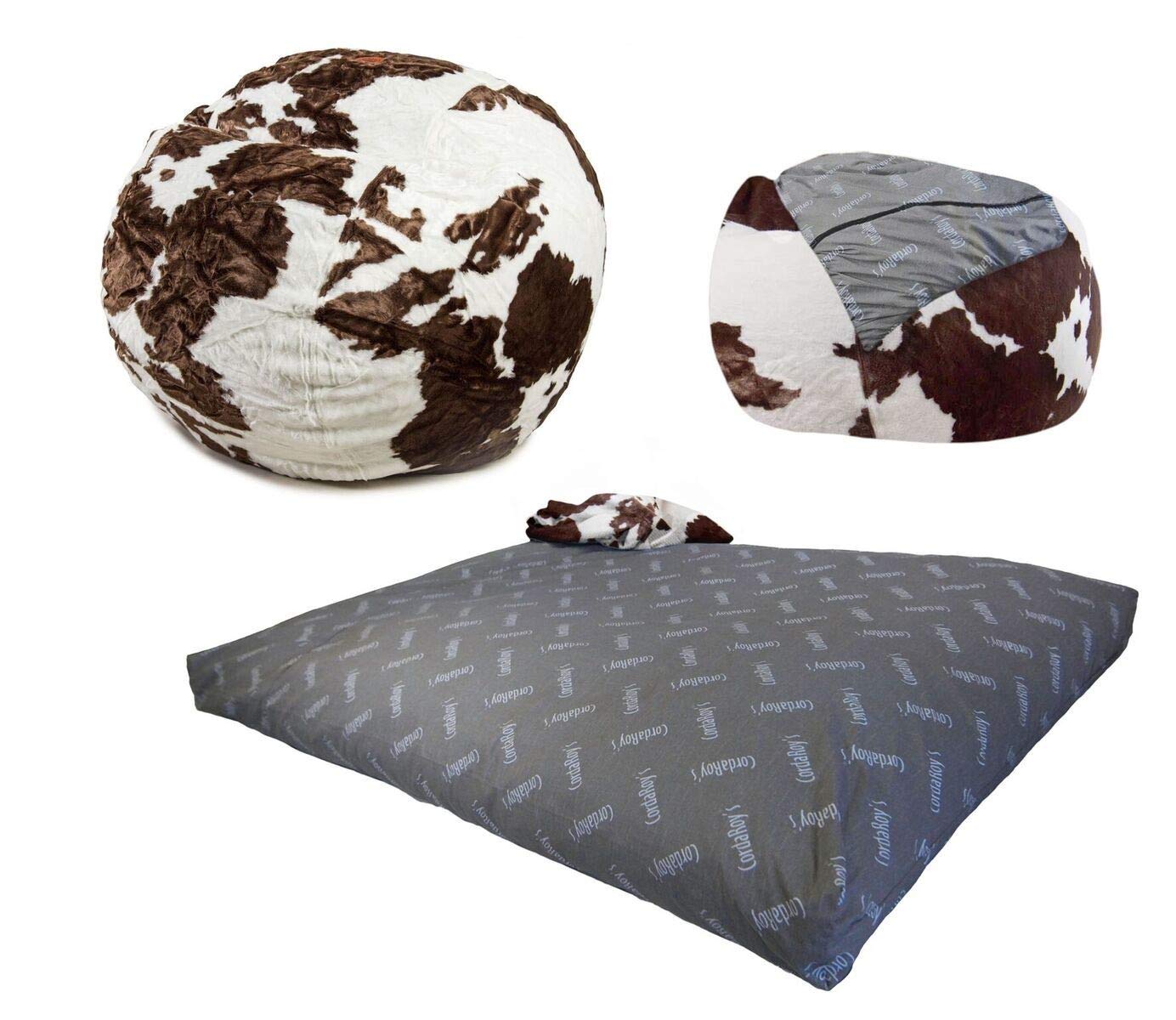 【Furniture】Faux Fur Bean Bag Chair, Convertible Chair Folds from Bean Bag to Bed, As Seen on Shark Tank