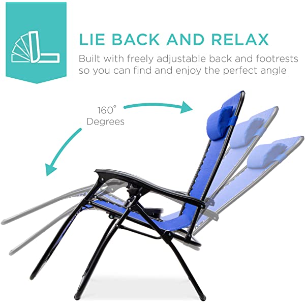 Best Choice Products Set of 2 Adjustable Steel Mesh Zero Gravity Lounge Chair Recliners w/Pillows and Cup Holder Trays - Burgundy