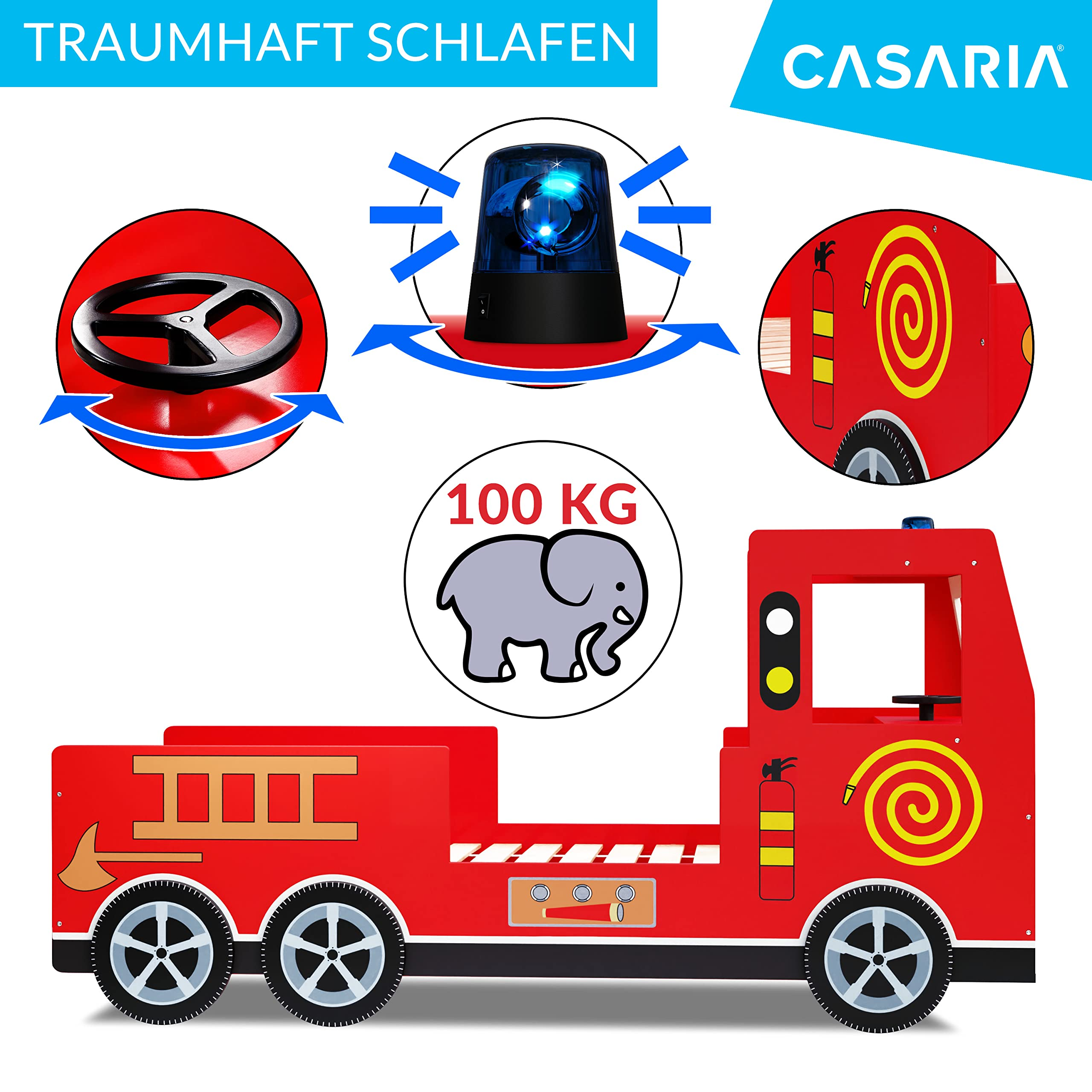 【Furniture】Children's Bed Frame Red Fire Truck Imitation Kids Bed Car Vehicle Bedroom Furniture Toddler's Bed