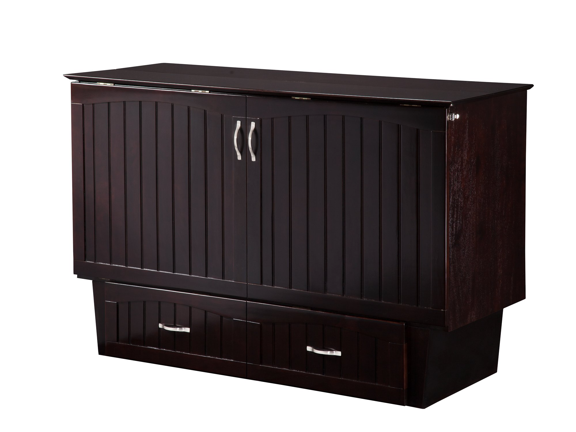 【Furniture】Atlantic Furniture Nantucket Murphy Bed Chest with Charging Station & Mattress, Queen, Espresso