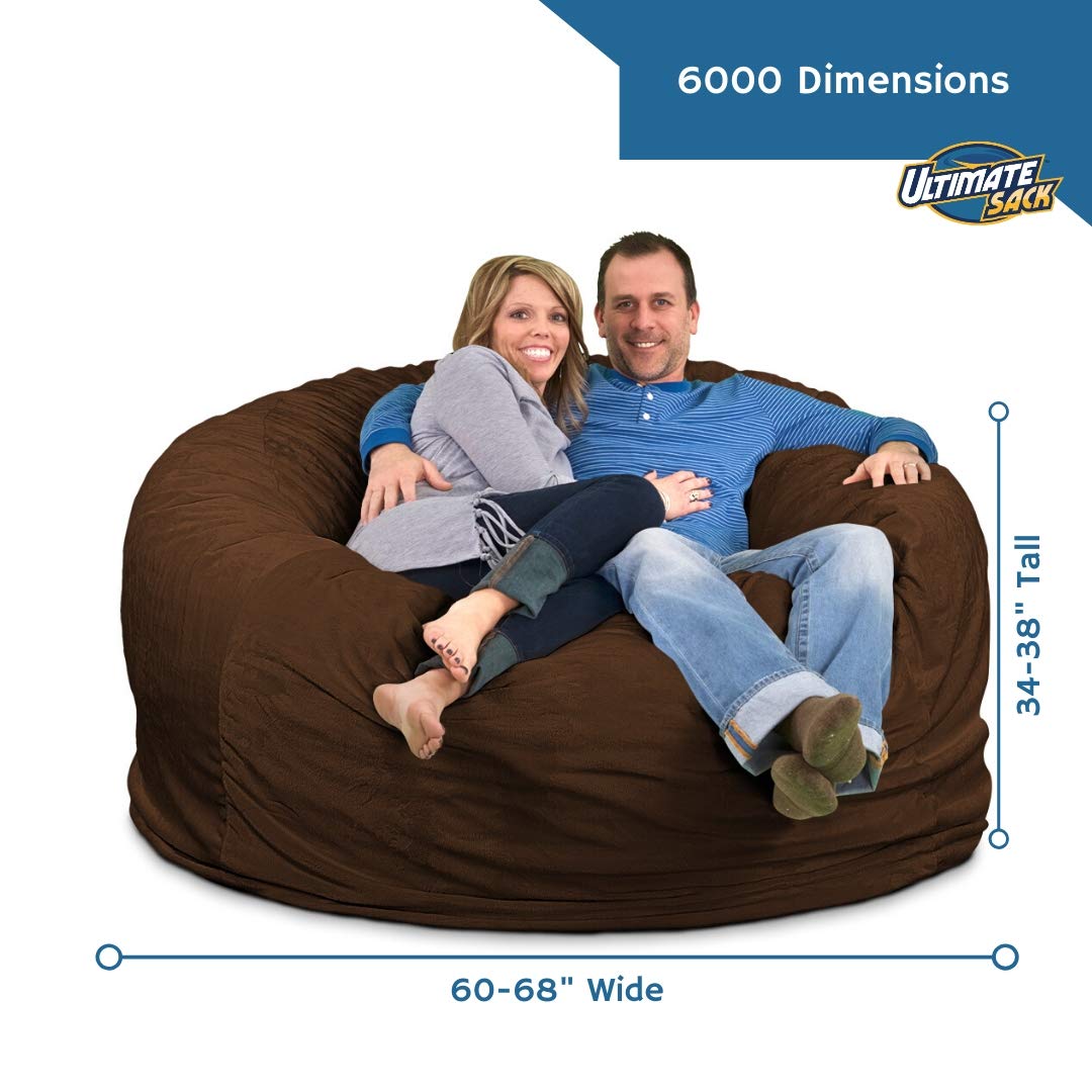 【Furniture】6000 Bean Bag Chair w/Footstool: Giant Foam-Filled Furniture - Machine Washable Covers