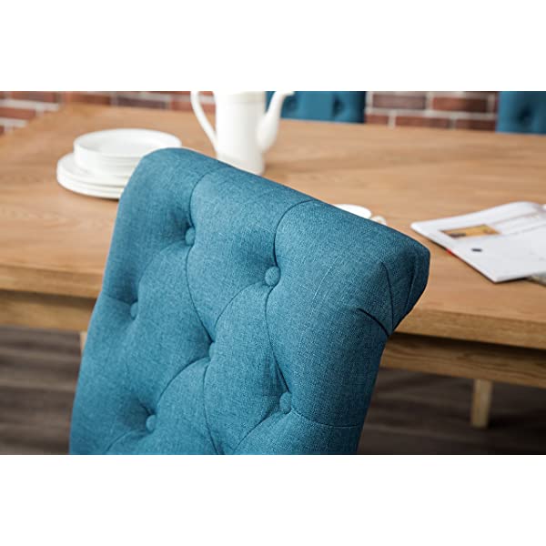 Roundhill Furniture Habitanian 6-Piece White Wash Dining Set with Tufted Chairs and Bench, Beige