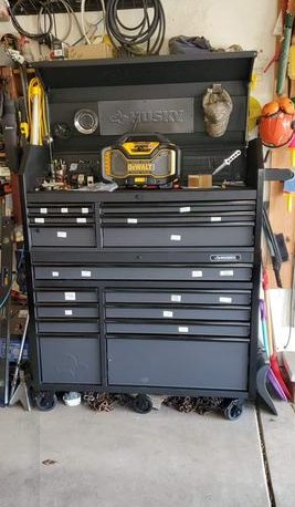 15-Drawer Tool Chest and Rolling Cabinet Combo with LED Light in Matte Black