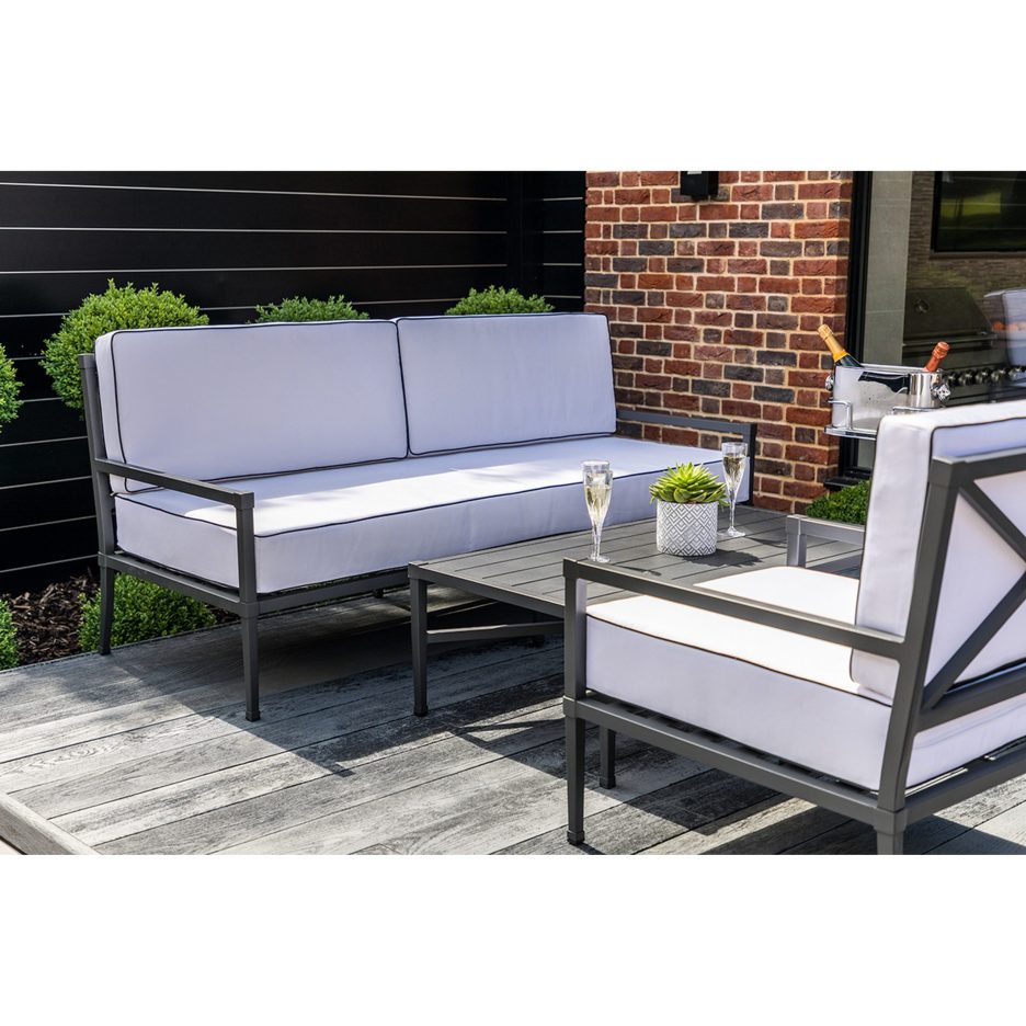 Garden furniture in aluminium, 4 pieces in Anthracite Grey – Knot Sofa Set