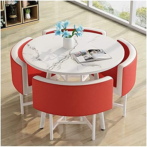【Furniture】Kitchen Dining Table Set Round Dining Table Set for Home, Home Furniture Set 1 Table 4 Chairs