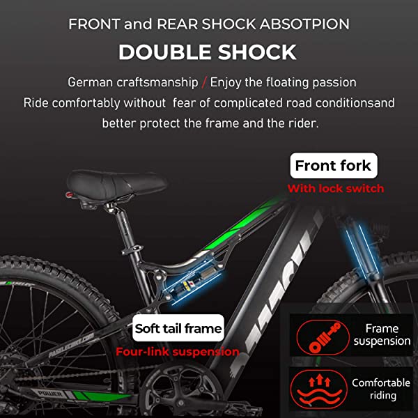 Electric Mountain Bikes for Adults 27.5'' Electric Bicycle, Hydraulic Brakes, 500W Ebike with13ah Removable Lithium Battery Moped Cycle, Full Suspension E-MTB, Professional 9-Speed Gears GREY