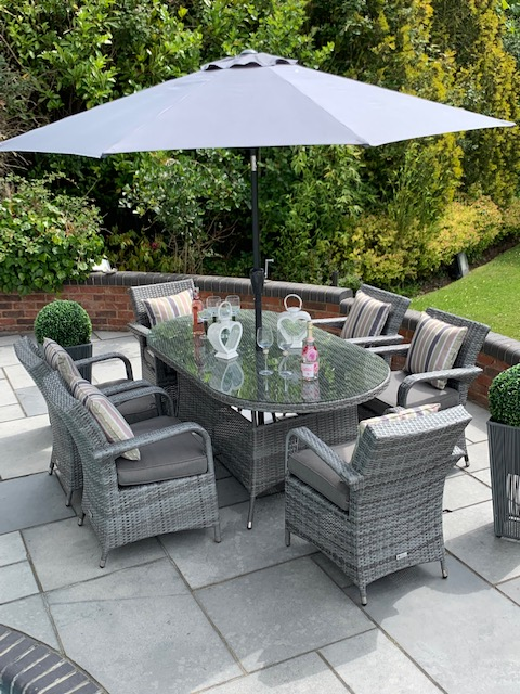 6 Savannah Armchairs 1.8 mtr Oval Set