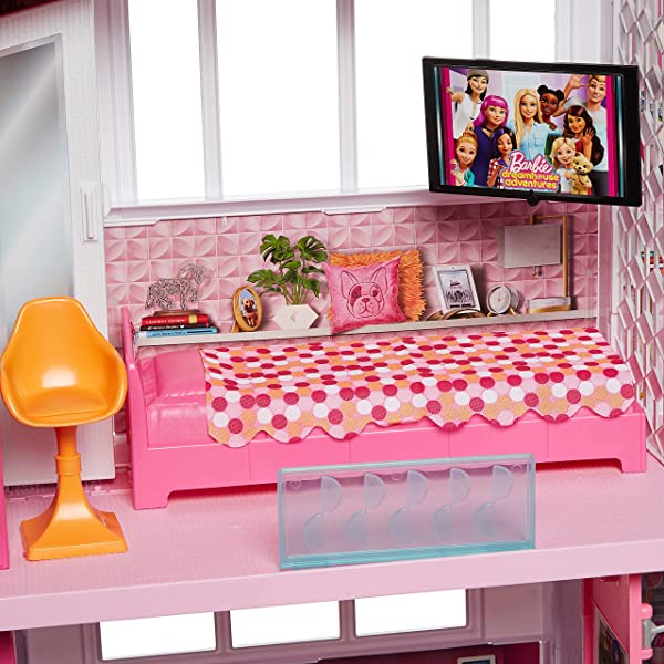 Barbie Dreamhouse Dollhouse with Wheelchair Accessible Elevator, Pool, Slide and 70 Accessories Including Furniture and Household Items, Gift for 3 to 7 Year Olds