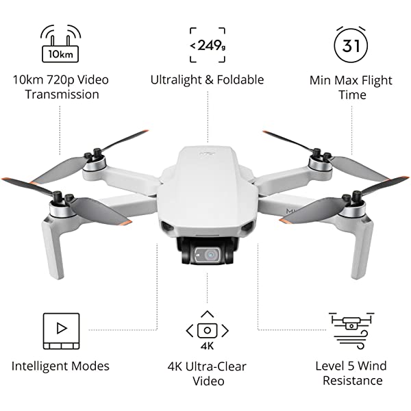 DJI Mini 2 – Ultralight and Foldable Drone Quadcopter, 3-Axis Gimbal with 4K Camera, 12MP Photo, 31 Mins Flight Time, OcuSync 2.0 10km HD Video Transmission, QuickShots Gray