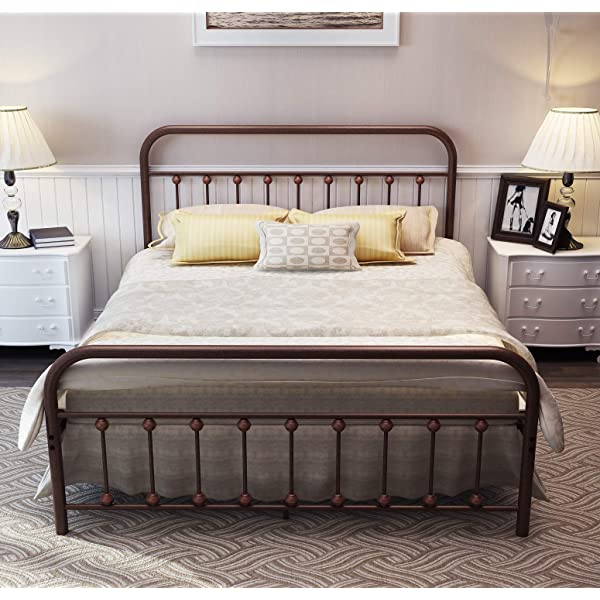 Black Metal Bed Frame Full Size with Headboard and Footboard Single Platform Mattress Base,Metal Tube and Iron-Art Bed（Full,Black） Full Black