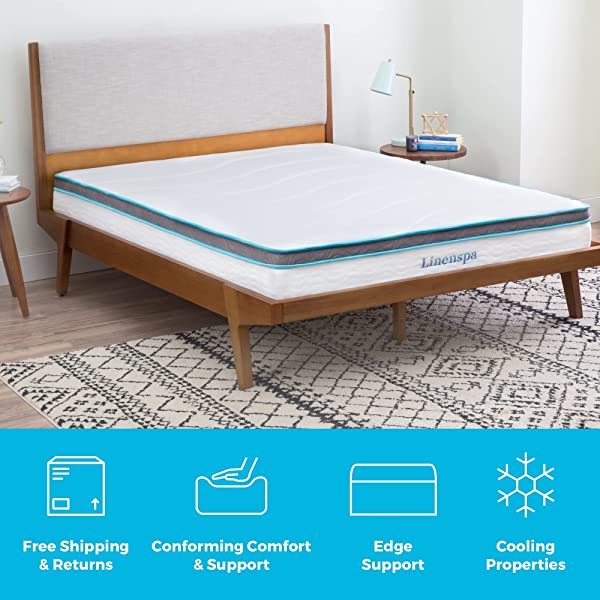 Linenspa 8 Inch Memory Foam and Innerspring Hybrid Medium-Firm Mattress -Full Mattress Full 8 Inch Mattress Only