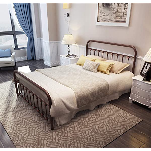 Black Metal Bed Frame Full Size with Headboard and Footboard Single Platform Mattress Base,Metal Tube and Iron-Art Bed（Full,Black） Full Black