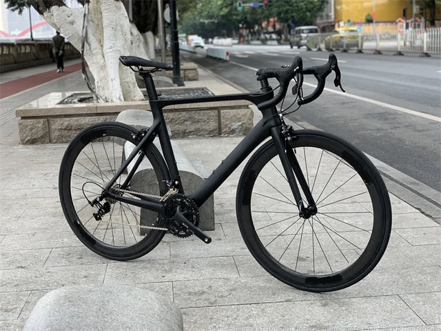 Carbon Fibre Road Bike Racing Hub Wheel 22 Speed 700C C-brake 11-28T Flywheel 50-34T Crankset 50mm Rim Hight Curved Handlebar